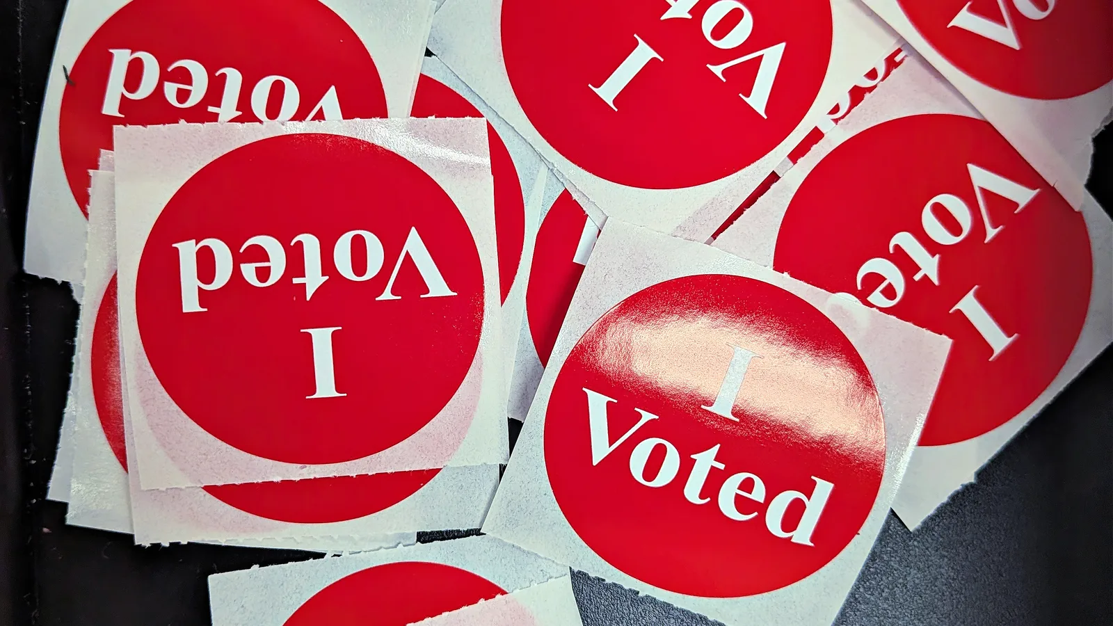 "I Voted" stickers at a polling place
