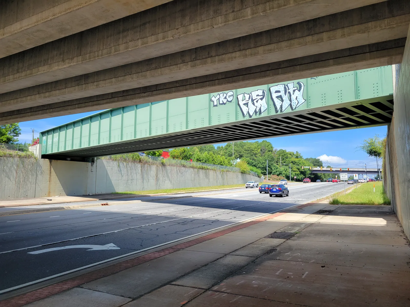 A railroad bridge over Cobb Parkway (U.S. 41) in the Elizabeth area of Marietta