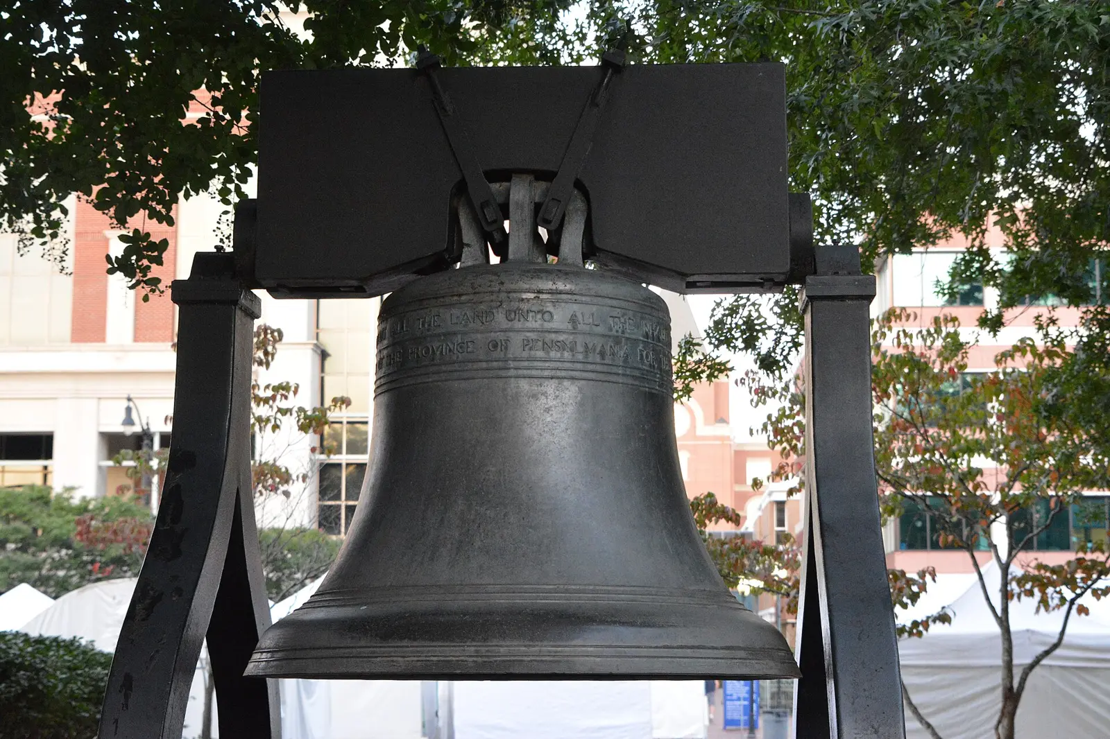 The Liberty Bell replica in Glover Park on Marietta Square, home of HarvestFest's Halloween Happenings kids festival